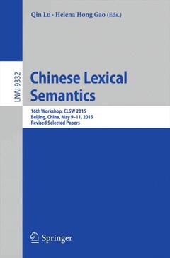 Couverture de l’ouvrage Chinese Lexical Semantics