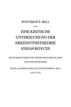 Couverture de l’ouvrage Eine kritische Untersuchung der Erkenntnistheorie Josiah Royces