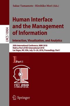 Couverture de l’ouvrage Human Interface and the Management of Information. Interaction, Visualization, and Analytics
