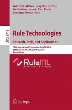 Cover of the book Rule Technologies. Research, Tools, and Applications