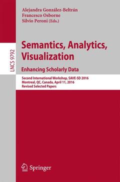 Cover of the book Semantics, Analytics, Visualization. Enhancing Scholarly Data