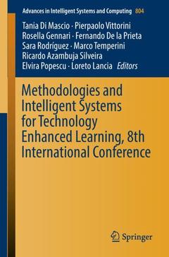 Couverture de l’ouvrage Methodologies and Intelligent Systems for Technology Enhanced Learning, 8th International Conference