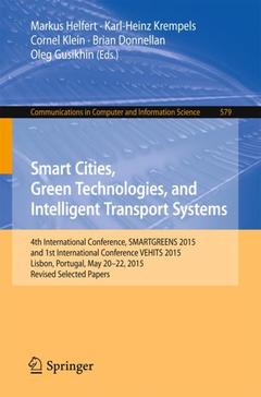 Couverture de l’ouvrage Smart Cities, Green Technologies, and Intelligent Transport Systems