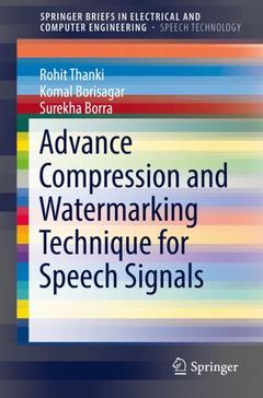 Couverture de l’ouvrage Advance Compression and Watermarking Technique for Speech Signals