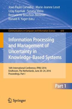 Couverture de l’ouvrage Information Processing and Management of Uncertainty in Knowledge-Based Systems