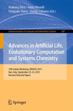 Cover of the book Advances in Artificial Life, Evolutionary Computation and Systems Chemistry
