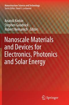 Couverture de l’ouvrage Nanoscale Materials and Devices for Electronics, Photonics and Solar Energy