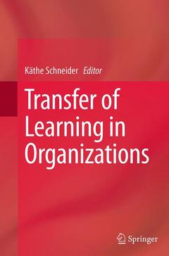 Couverture de l’ouvrage Transfer of Learning in Organizations