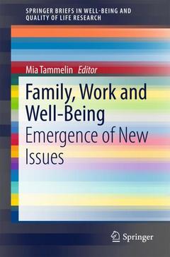Couverture de l’ouvrage Family, Work and Well-Being