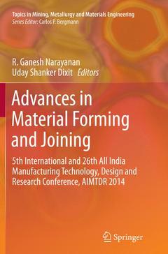 Couverture de l’ouvrage Advances in Material Forming and Joining