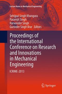 Couverture de l’ouvrage Proceedings of the International Conference on Research and Innovations in Mechanical Engineering