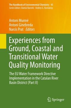 Couverture de l’ouvrage Experiences from Ground, Coastal and Transitional Water Quality Monitoring