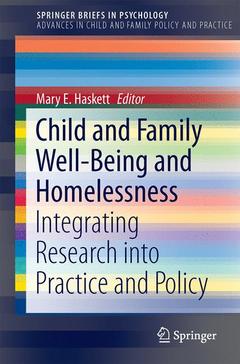 Couverture de l’ouvrage Child and Family Well-Being and Homelessness