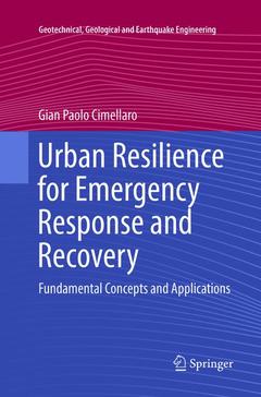 Couverture de l’ouvrage Urban Resilience for Emergency Response and Recovery