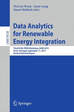 Couverture de l’ouvrage Data Analytics for Renewable Energy Integration