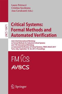 Couverture de l’ouvrage Critical Systems: Formal Methods and Automated Verification