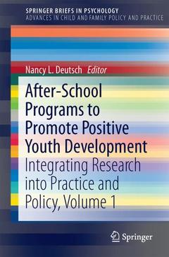 Couverture de l’ouvrage After-School Programs to Promote Positive Youth Development