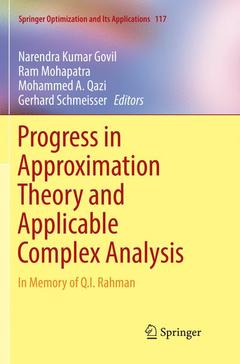 Couverture de l’ouvrage Progress in Approximation Theory and Applicable Complex Analysis