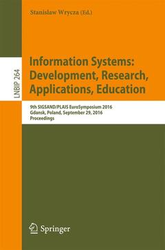 Couverture de l’ouvrage Information Systems: Development, Research, Applications, Education