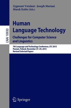 Couverture de l’ouvrage Human Language Technology. Challenges for Computer Science and Linguistics