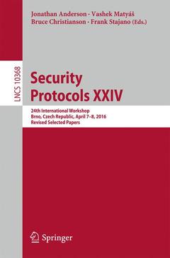 Couverture de l’ouvrage Security Protocols XXIV