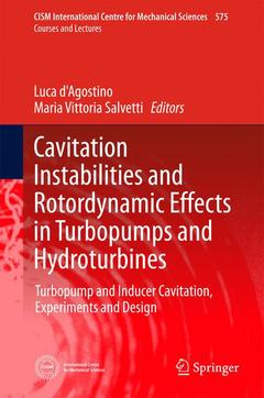 Couverture de l’ouvrage Cavitation Instabilities and Rotordynamic Effects in Turbopumps and Hydroturbines