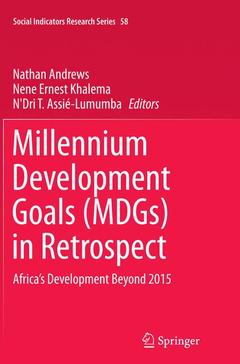 Couverture de l’ouvrage Millennium Development Goals (MDGs) in Retrospect