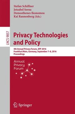 Cover of the book Privacy Technologies and Policy