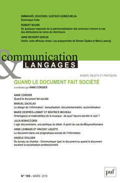 Couverture de l’ouvrage Communication et langages 2019, n.199