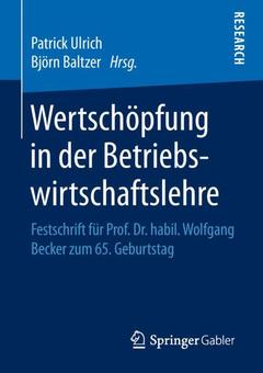 Couverture de l’ouvrage Wertschöpfung in der Betriebswirtschaftslehre