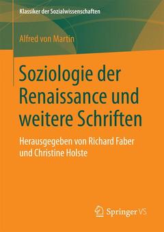 Couverture de l’ouvrage Soziologie der Renaissance und weitere Schriften