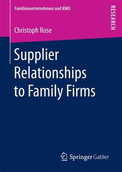 Couverture de l’ouvrage Supplier Relationships to Family Firms