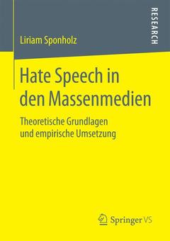 Couverture de l’ouvrage Hate Speech in den Massenmedien