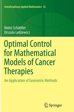 Couverture de l’ouvrage Optimal Control for Mathematical Models of Cancer Therapies