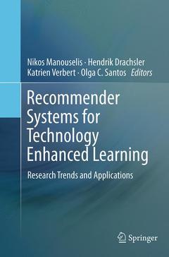 Couverture de l’ouvrage Recommender Systems for Technology Enhanced Learning