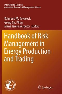 Couverture de l’ouvrage Handbook of Risk Management in Energy Production and Trading