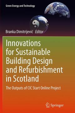 Couverture de l’ouvrage Innovations for Sustainable Building Design and Refurbishment in Scotland