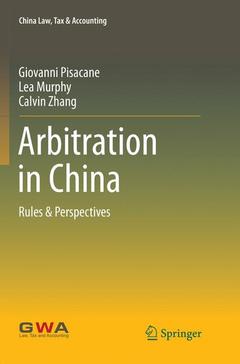Couverture de l’ouvrage Arbitration in China