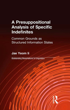 Couverture de l’ouvrage A Presuppositional Analysis of Specific Indefinites