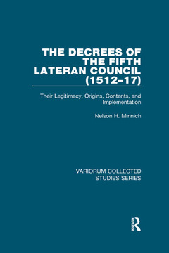 Couverture de l’ouvrage The Decrees of the Fifth Lateran Council (1512–17)