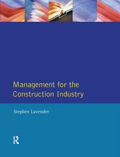 Couverture de l’ouvrage Management for the Construction Industry