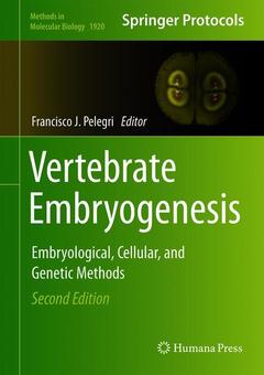 Couverture de l’ouvrage Vertebrate Embryogenesis