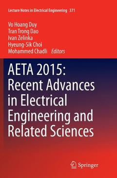 Couverture de l’ouvrage AETA 2015: Recent Advances in Electrical Engineering and Related Sciences