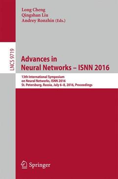 Couverture de l’ouvrage Advances in Neural Networks - ISNN 2016