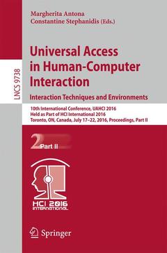 Couverture de l’ouvrage Universal Access in Human-Computer Interaction. Interaction Techniques and Environments