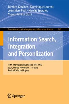 Couverture de l’ouvrage Information Search, Integration, and Personlization