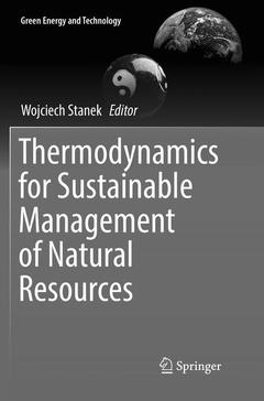 Couverture de l’ouvrage Thermodynamics for Sustainable Management of Natural Resources 