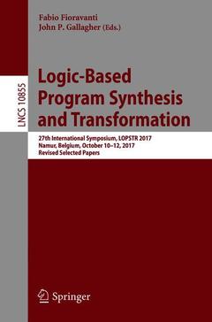 Couverture de l’ouvrage Logic-Based Program Synthesis and Transformation