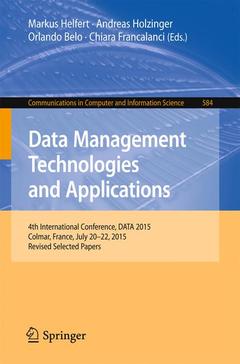Couverture de l’ouvrage Data Management Technologies and Applications