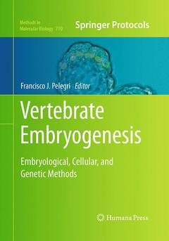 Couverture de l’ouvrage Vertebrate Embryogenesis